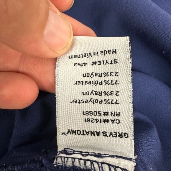 Greys Anatomy By Barco Womens Scrub Top Size M Navy Blue Short Sleeve - Picture 4 of 5